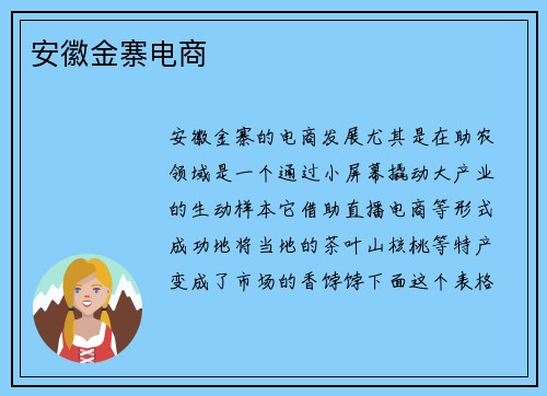 安徽金寨电商